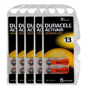 Duracell Size-13 Hearing Aid Battery – 5 Strips Total 30 Batteries