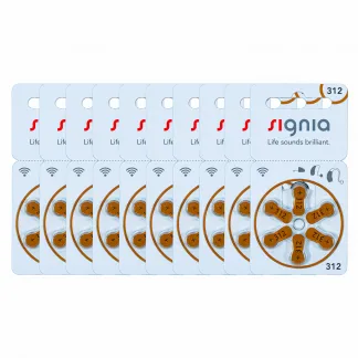 Signia Size-312 Hearing Aid Battery – 10 Strips Total 60 Batteries