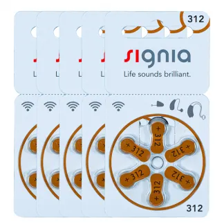 Signia Size-312 Hearing Aid Battery – 5 Strips Total 30 Batteries